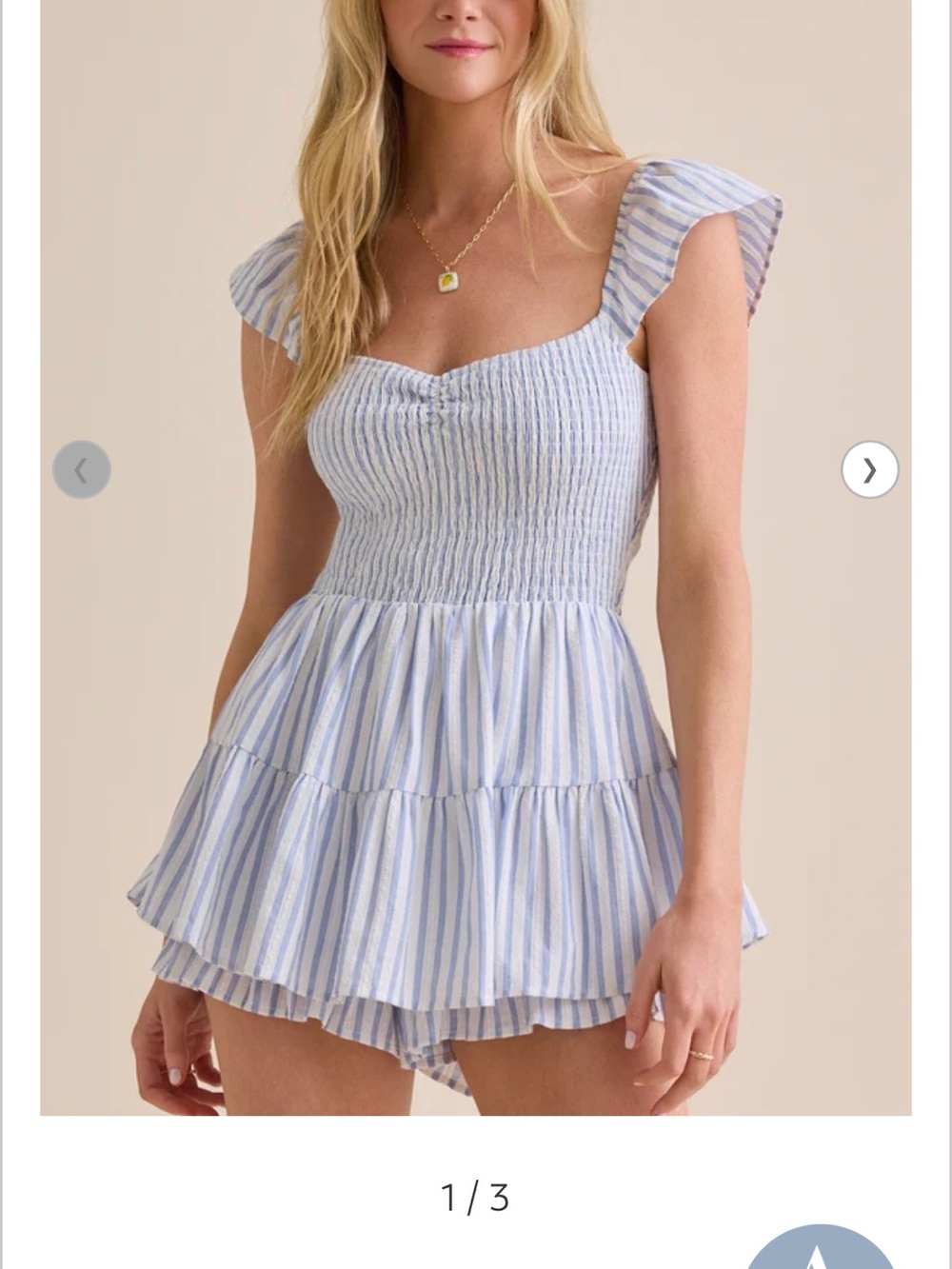 Altar'd State Blue and White Striped Romper
